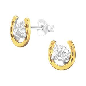 14k Gold and Sterling Silver Equestrian Stud Earrings